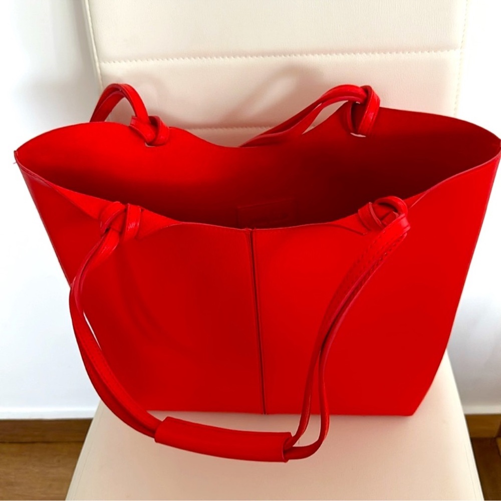 Neiman Marcus Bright Red Open-Top Tote with Double Straps and make up pouch!!